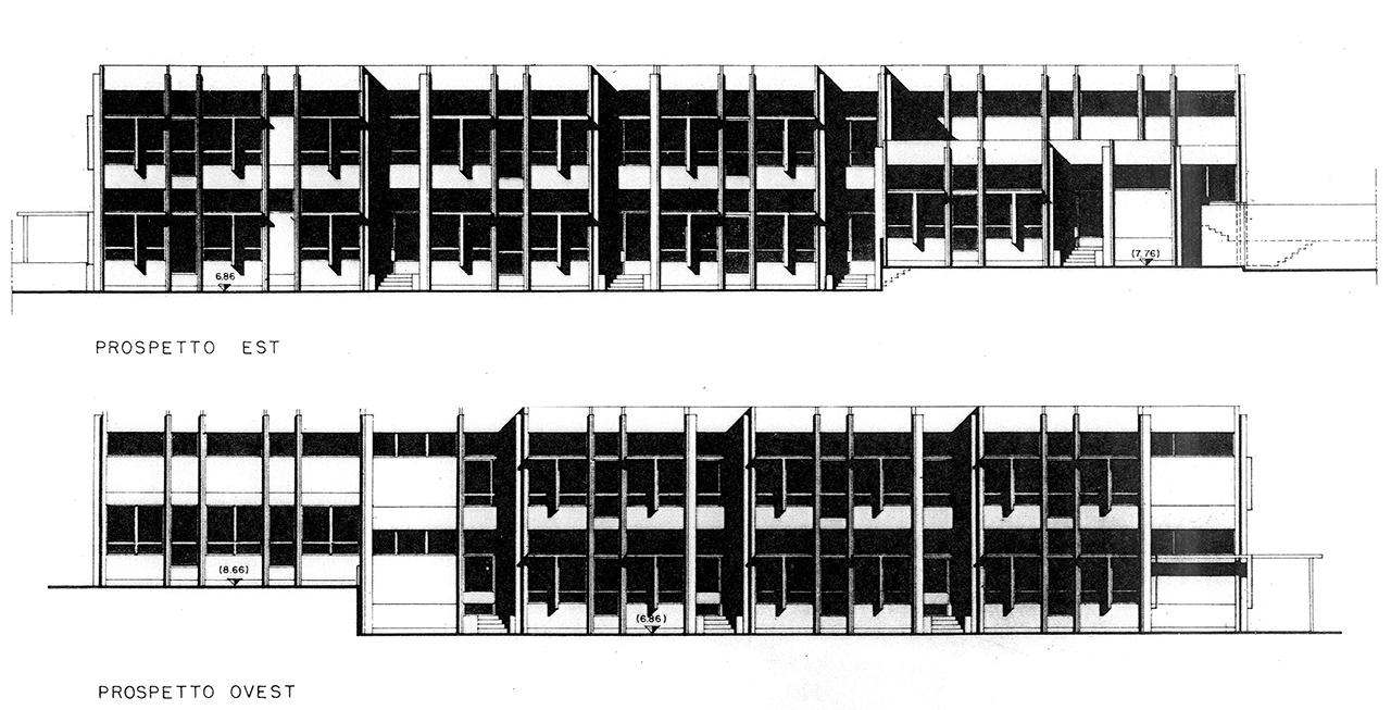  Scuola elementare, prospetti longitudinali, 1966-1968. 