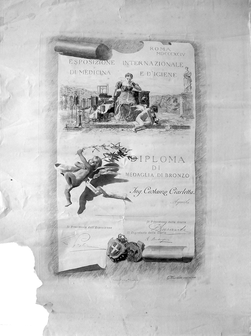 Pratola Peligna (AQ), Progetto di conduttura d'acqua potabile e fognatura stradale, Costanzo Ciarletta, 1885-1895